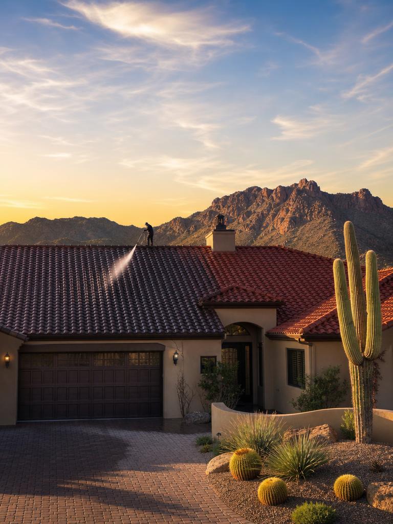 Roof soft wash in Gilbert