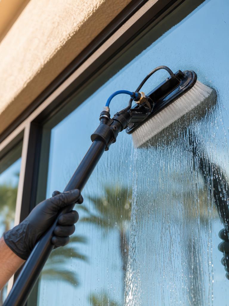 Window cleaning service on a Phoenix home